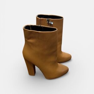 Aldo Tan Leather Block Heel Ankle Boots